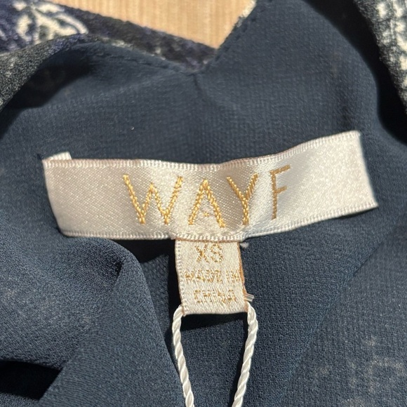 WAYF Sz XS Mini Dress Tunic Elegant Patterned Lined High Neck Cut Out V NEW - Picture 7 of 9